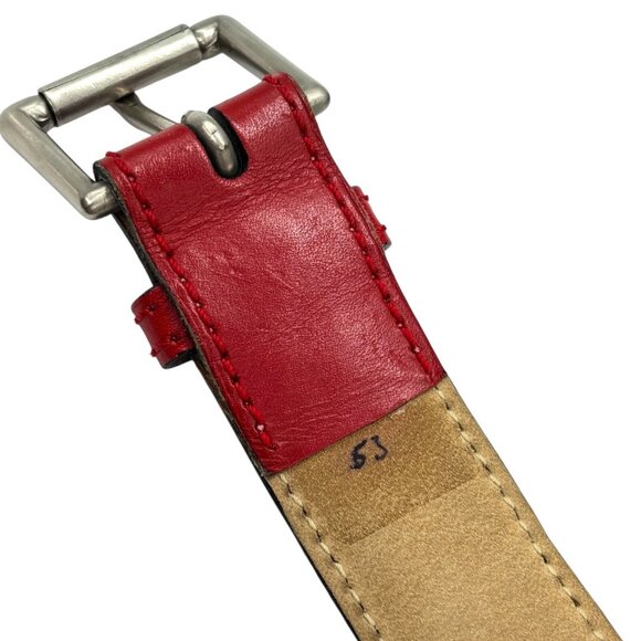 ALAIA Red White Blue Leather Color Block Thin Buckle Belt 70 US 28 Skinny 1.25" - Picture 11 of 14